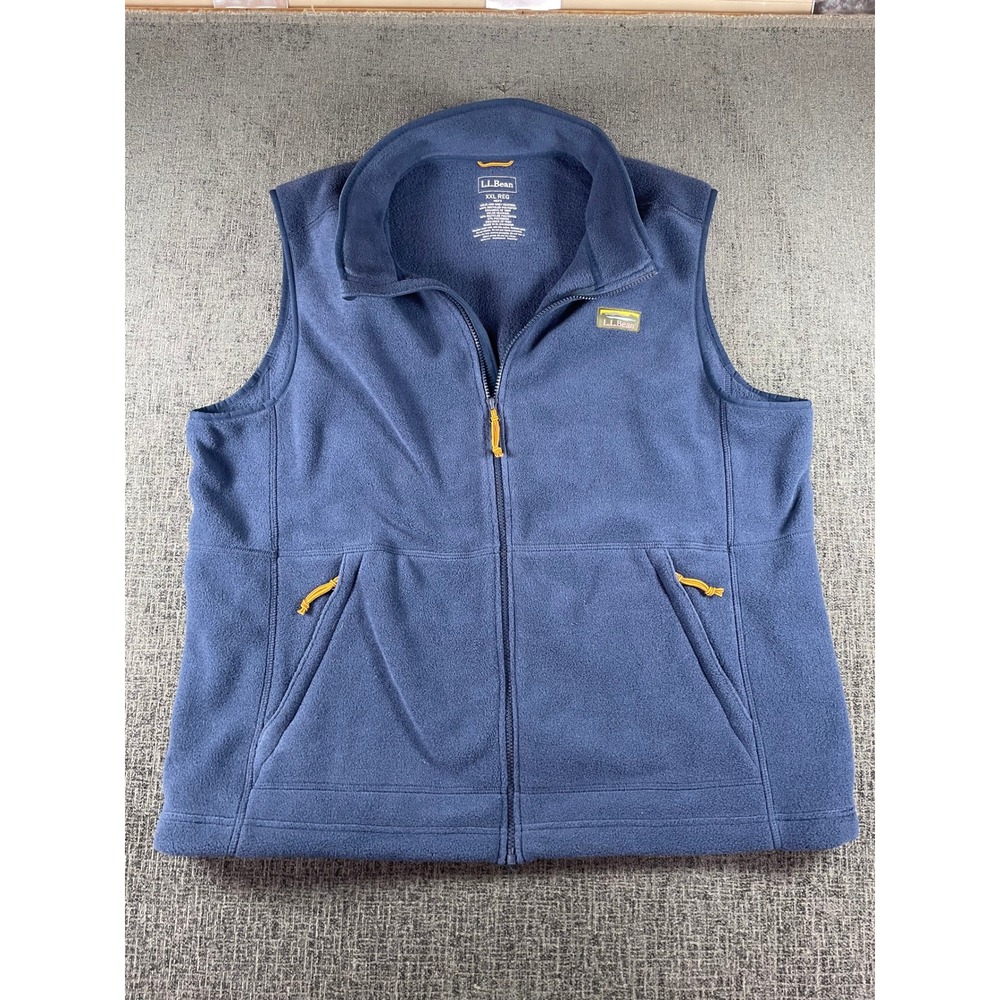 LL Bean Mens XXL Blue Mountain Classic Fleece Vest Full Zip VN1002949 Regular